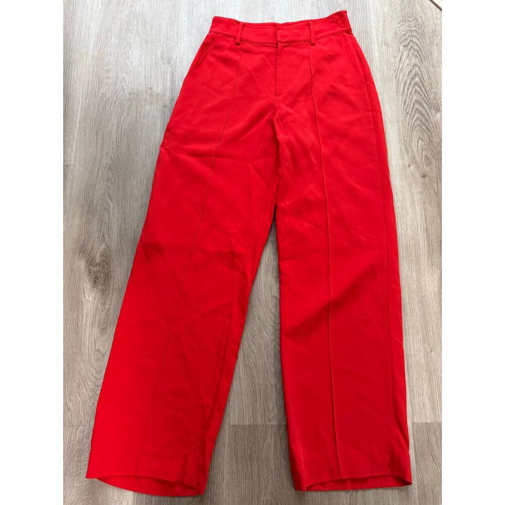 Red High-Waist Wide-Leg Trousers